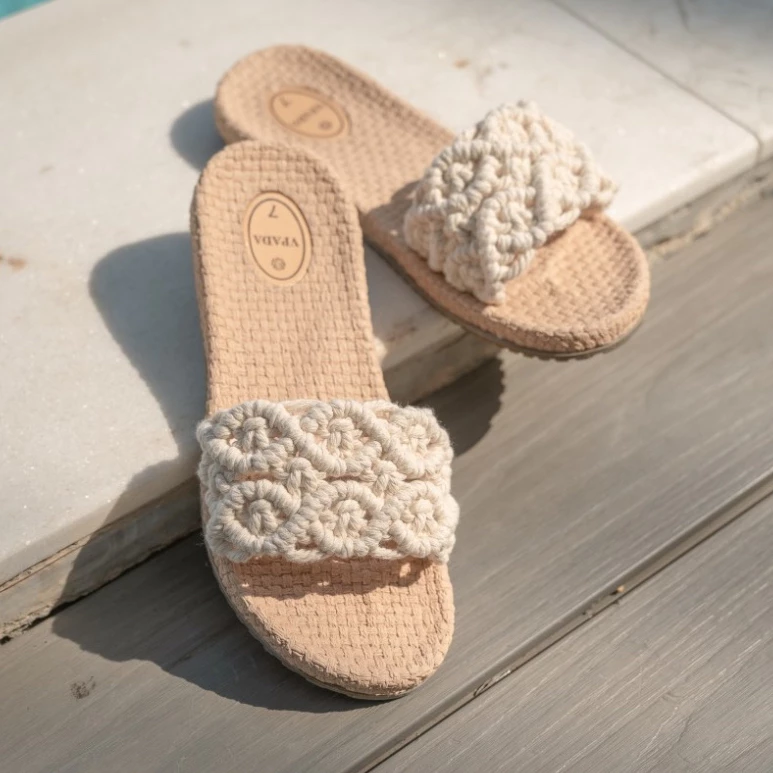 Pearl Knot Crochet Slides
