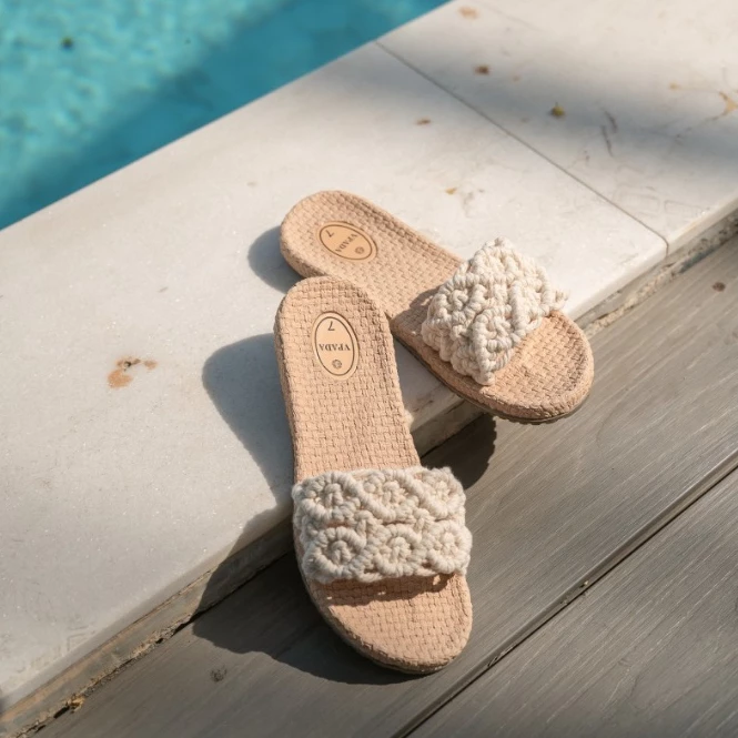 Pearl Knot Crochet Slides