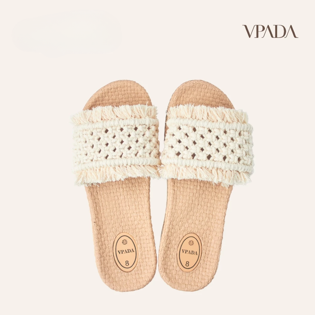 Ivory Macramé Slides